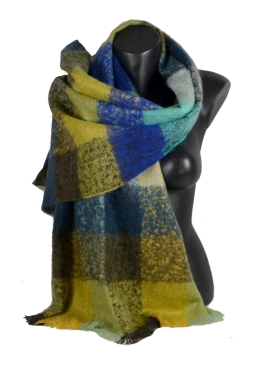 Châle mohair Muesli bleu jaune