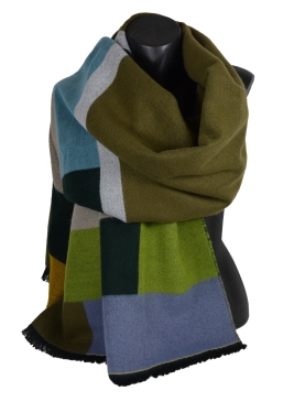 Châle Alesia kaki bleu