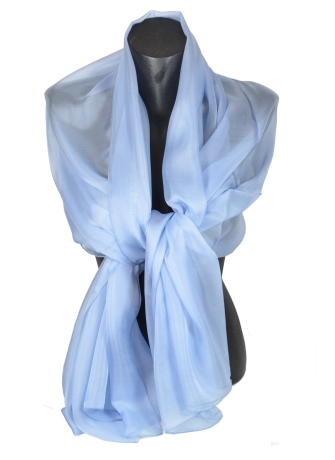 Etole en mousseline de soie bleu ciel