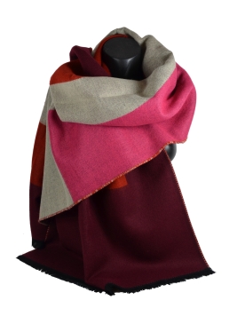 Châle Architeck bordeaux et rose