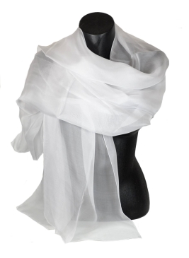 Etole en mousseline de soie blanche