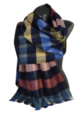 Châle avec laine Extrème bleu-rose