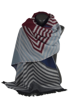 Châle Alchimie bleu rouge