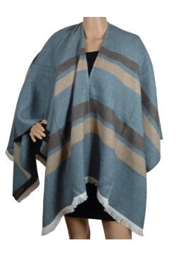 Poncho Amaretto bleu-beige