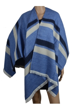 Poncho Amaretto bleu-blanc