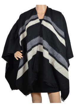 Poncho Amaretto noir-blanc