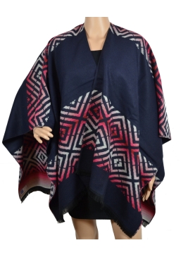 Poncho Assaki bleu et rose
