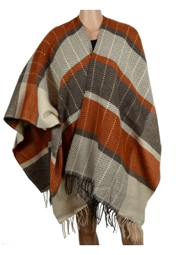 Poncho havana kaki-orange