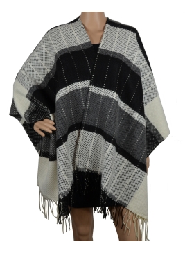 Poncho havana gris-noir