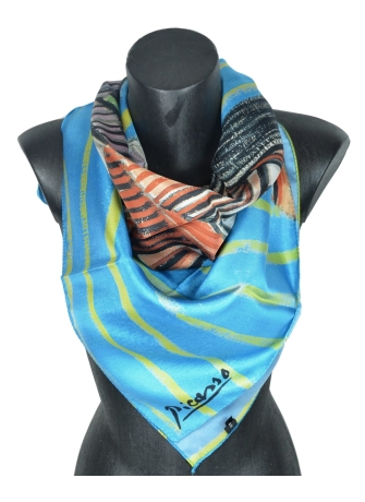 Carré en soie Buste de femme au chapeau rayé de Picasso