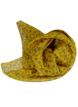 Carré en soie 90 cm Fleuri jaune