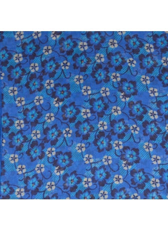 Grand Carré en soie Fleuri bleu