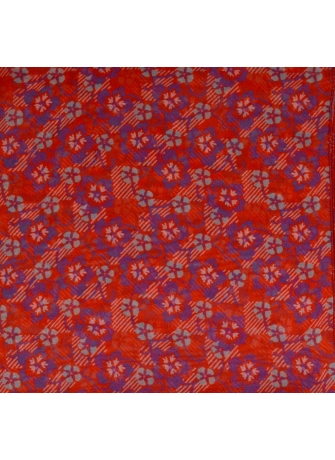 Grand Carré en soie Fleuri rouge