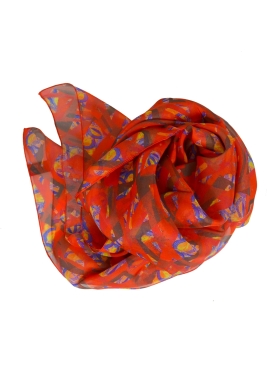 Grand Carré en soie Mosaique rouge