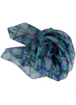 Grand Carré en soie Mosaique vert