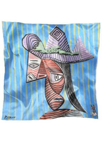 Carré en soie Buste de femme au chapeau rayé de Picasso