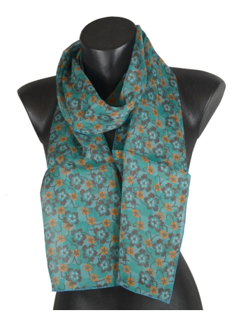 Foulard en soie Fleuri vert