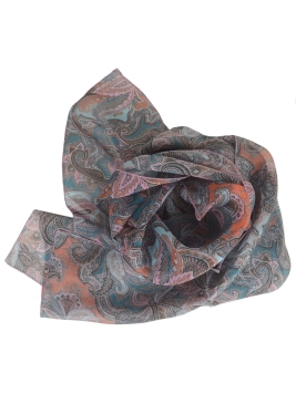 Foulard en soie Paisley bleu
