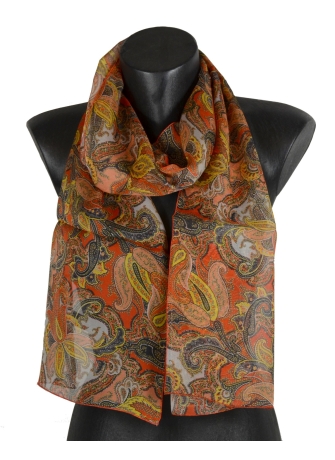 Foulard en soie Paisley orange