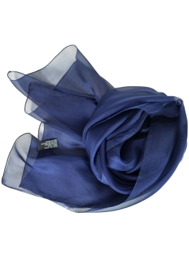 Foulard en mousseline de soie bleu marine