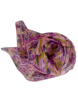 Grand Carré en soie Fleurs sauvage rose