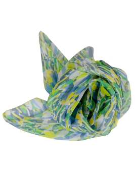 Grand Carré en soie Fleurs sauvage vert