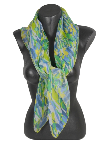 Grand Carré en soie Fleurs sauvage vert