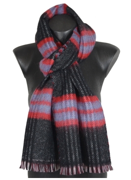 Echarpe rayée Pecan noire et rouge