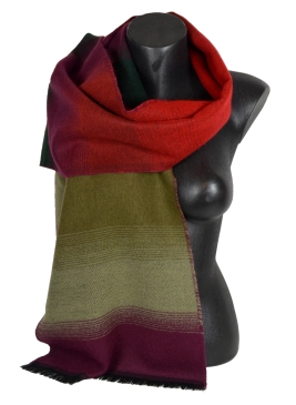 Echarpe acrylique Alexandrin rouge et kaki
