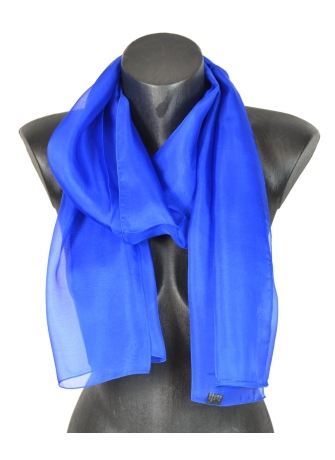Foulard en mousseline de soie bleu électrique