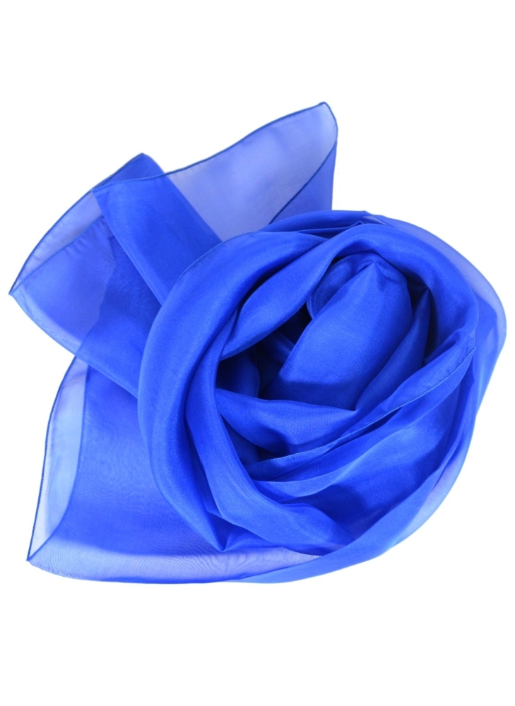 Foulard en mousseline de soie bleu électrique
