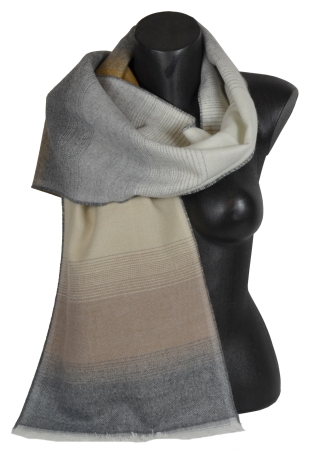 Echarpe acrylique Alexandrin beige et grise
