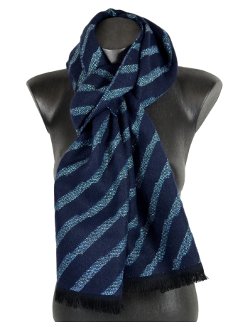 Echarpe Aphélie bleue diagonales pailletées