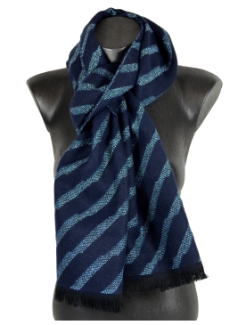 Echarpe Aphélie bleue diagonales pailletées