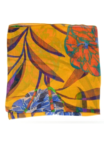 Carré en soie pivoine jaune