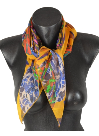 Carré en soie pivoine jaune