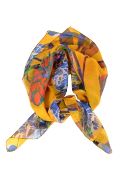 Carré en soie pivoine jaune