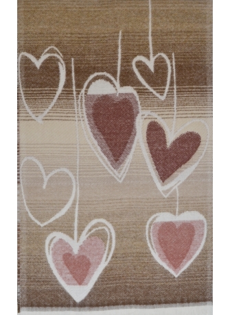 Echarpe beige Coeurs roses