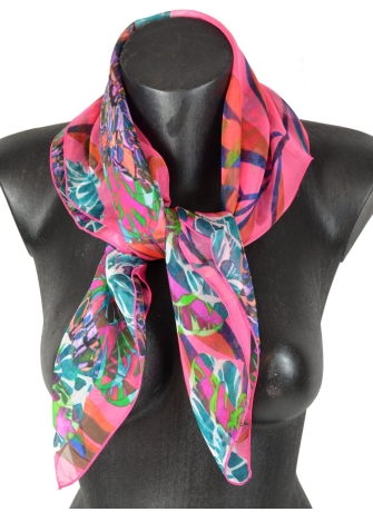 Carré en soie pivoine rose