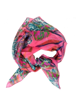 Carré en soie pivoine rose