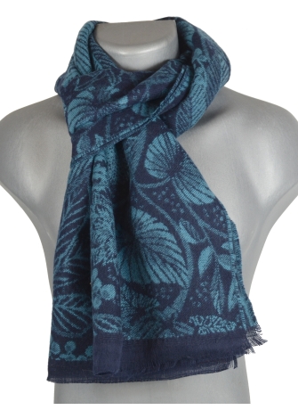 Echarpe mérinos Vanille bleue