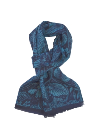 Echarpe mérinos Vanille bleue