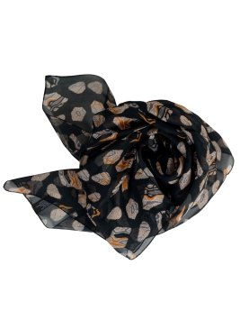 Grand Carré en soie Empreinte noir