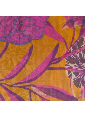 Grand Carré en soie Belle fleur orange