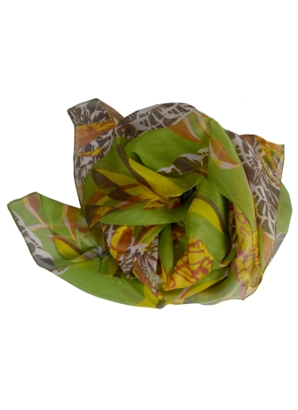 Grand Carré en soie Belle fleur vert