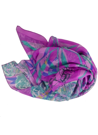 Grand Carré en soie Belle fleur rose