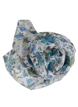 Grand Carré en soie Romantique bleu