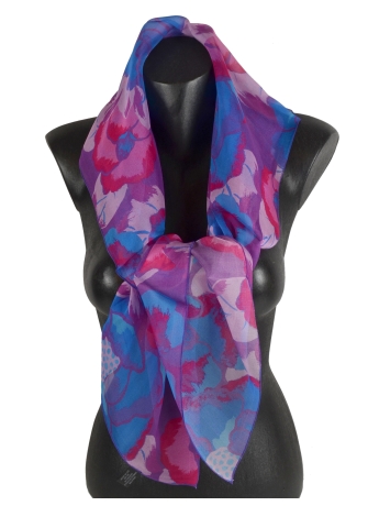 Grand Carré en soie Pivoine violet