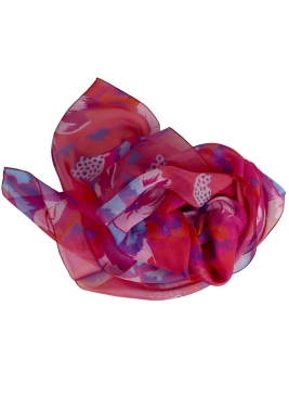 Grand Carré en soie Pivoine rouge