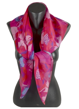 Grand Carré en soie Pivoine rouge